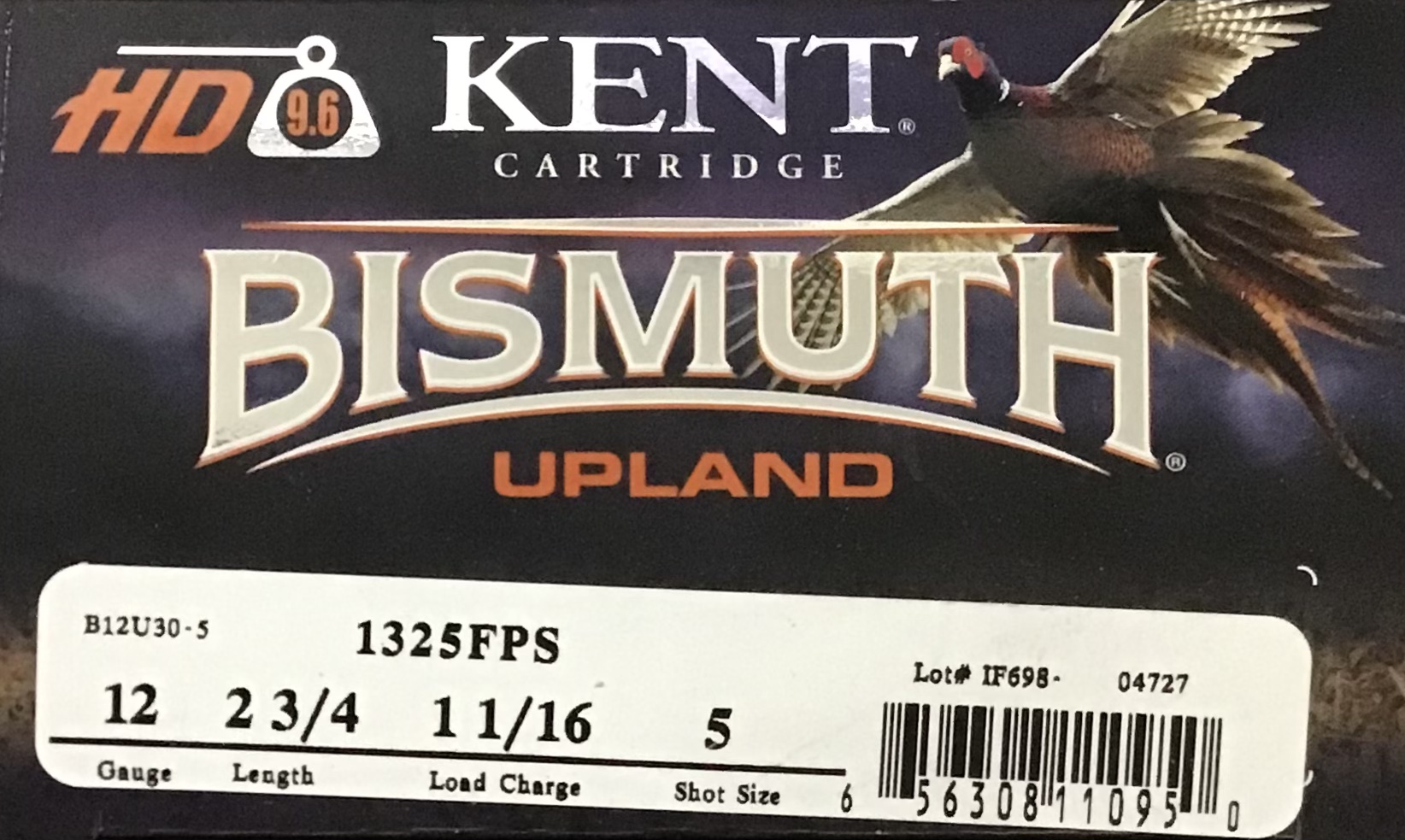 12 Gauge Kent Bismuth Upland 2.75 in 1 1/16 oz 5 shot 250 rnds (10 boxes of 25 rnds) High Performance M-ID: B12U305 UPC: 656308110950