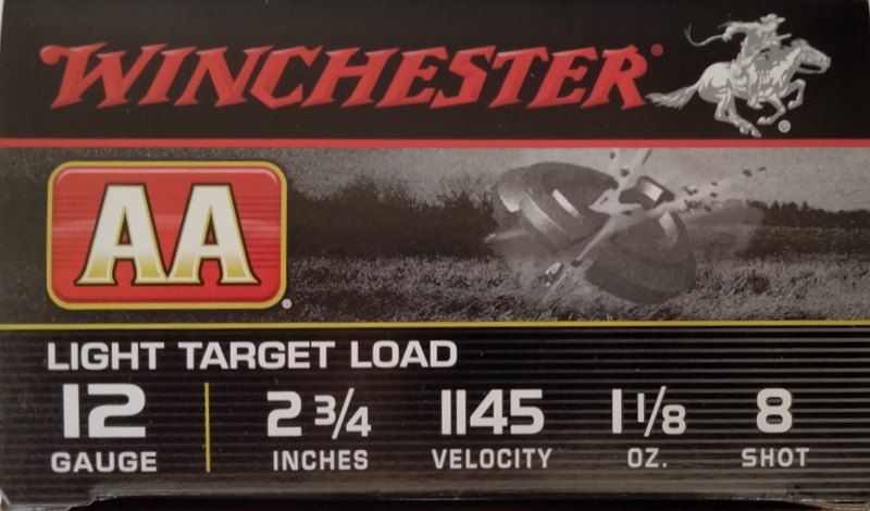 12 Gauge Winchester AA 2.75 in. 1.125 oz. 8 shot 25 rnds Light Target Load 1145 fps M-ID: AA128 UPC: 020892004429